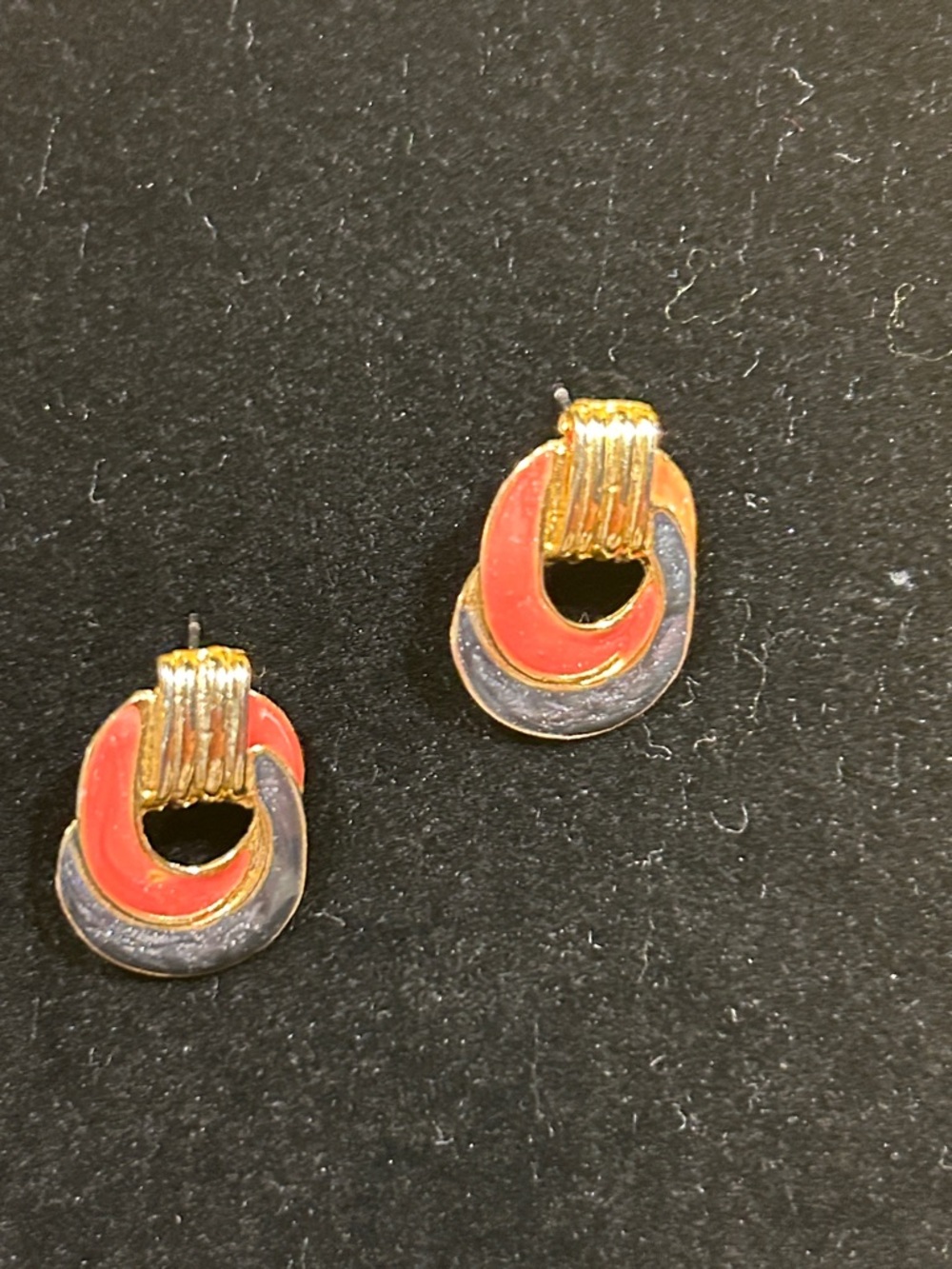 3 Fir $20 Vintage Gold-Tone Orange and Purple Enamel Earrings